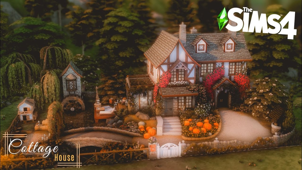 The Sims 4 : Cottage house | สร้างบ้านสไตล์บ้านสวน เกมส์ The Sims 4 ( Speed Build / No CC )