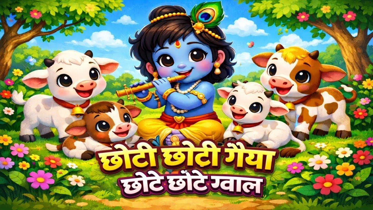 छोटी छोटी गैया छोटे छोटे ग्वाल 🐄 |Krishna Song for Kids | Bal Krishna Bhajan | Kids With Raghav