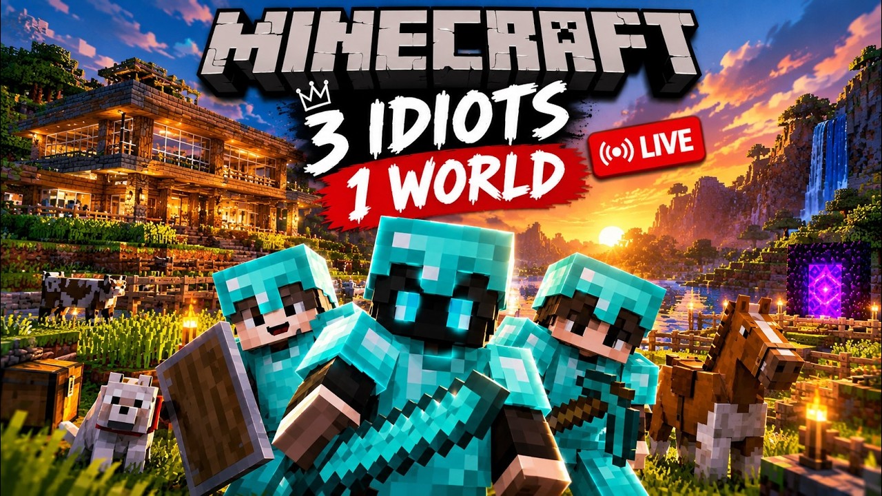 3 Idiots, 1 Minecraft World 💀 | Java Survival LIVE part 2 - YouTube