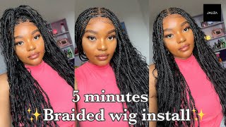 Tangleless boho braid wig😍| 5 minutes braid wig install Full lace wig install ft Jaliza