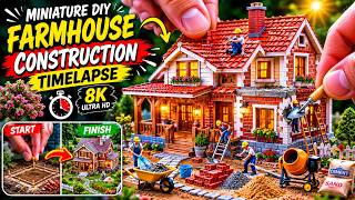 Miniature DIY Farmhouse Construction Timelapse | Building a Realistic Tiny Dream House from Scratch