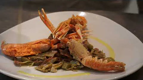 CHESTNUT TAGLIATELLE WITH SCAMPI AND ARTICHOKES - ...