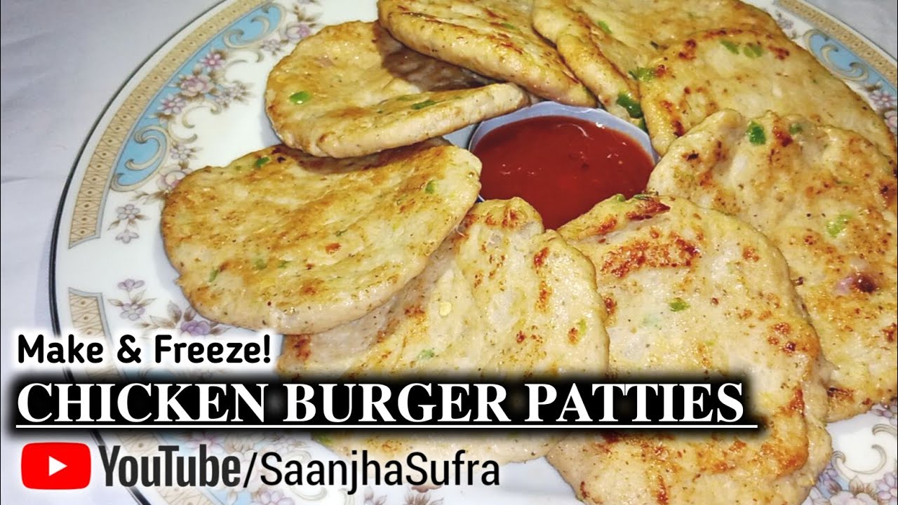 Chicken Burger Patties Recipe Make & Freeze! Saanjha Sufra