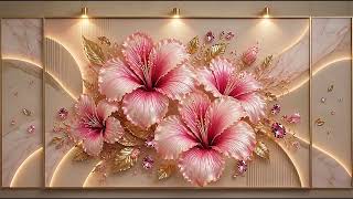 Luxury 3D Pink Floral & Crystal Wall Decor | 3 Hours 4K Ambient Screen Saver #homedecor #4k screenshot 5