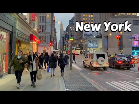 New York City January 2023 - NYC 4k Night Walk - Manhattan Walking Tour