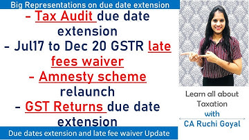 Amnesty scheme extension demand ||Late fee waiver demand ||Tax audit, GST returns due date extension