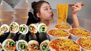 ASMR 아는 맛이 무서운 삼겹살김밥 라면 리얼먹방 :) Pork belly Gimbap, Ramen MUKBANG