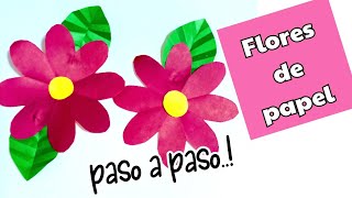 Cómo hacer flores de papel paso a paso/ flores de papel fácil/how to make paper flowers