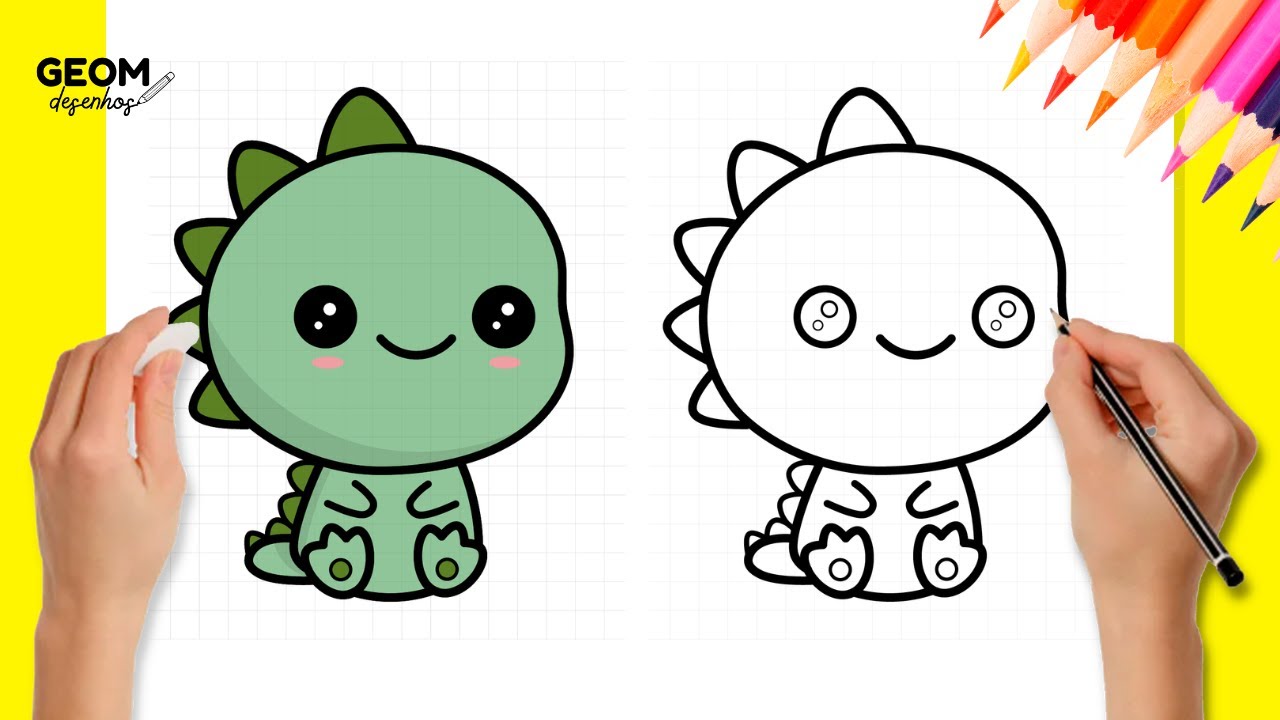 COMO DESENHAR UM DINOSSAURO KAWAII PASSO A PASSO - YouTube