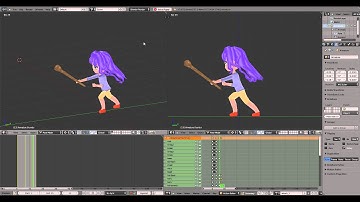Blender low poly chibi staff attack animation