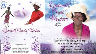 Live Stream of Funeral Service for Gweneth Ometa Weekes