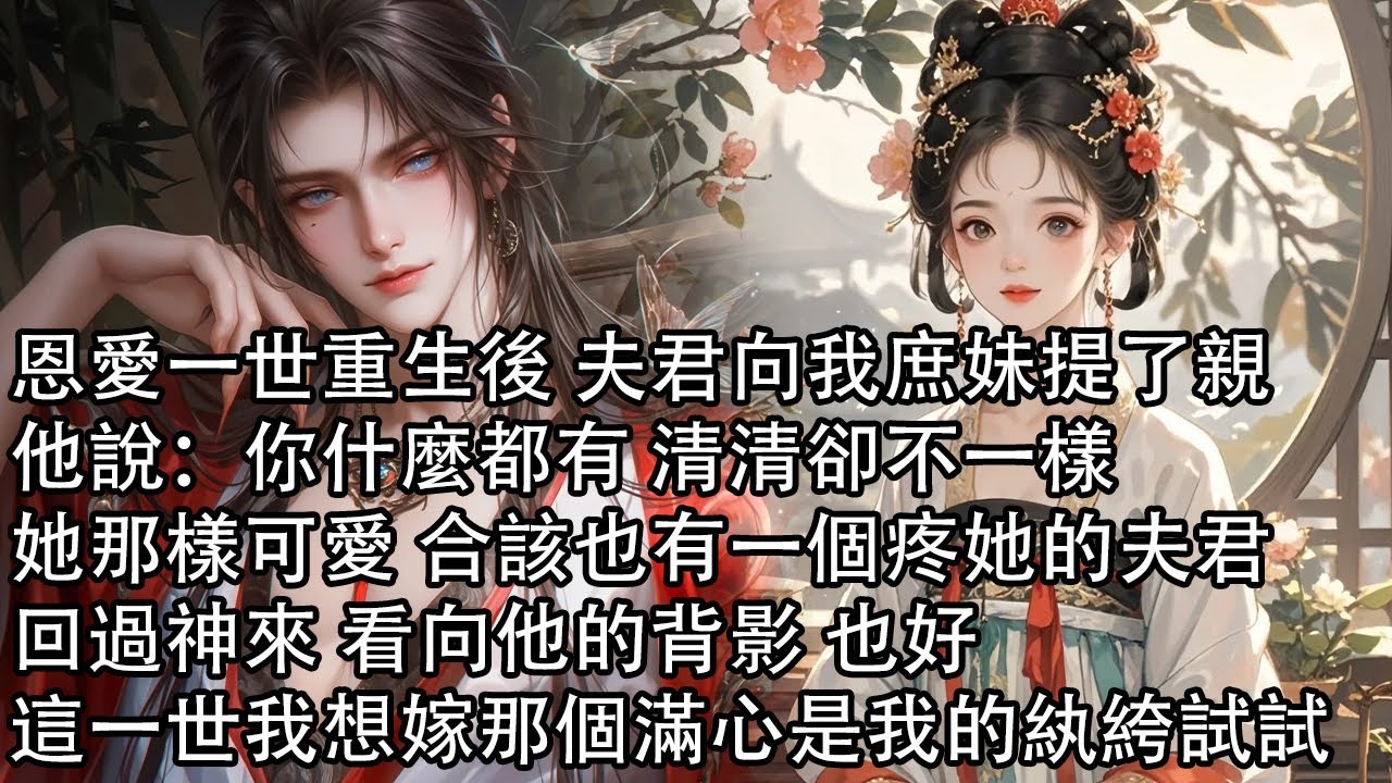 【一口氣看完】恩愛一世重生後 夫君向我庶妹提了親，他說：你什麼都有 清清卻不一樣，她那樣可愛 合該也有一個疼她的夫君，回過神來 看向他的背影，也好，這一世我想嫁那個滿心是我的紈絝試試