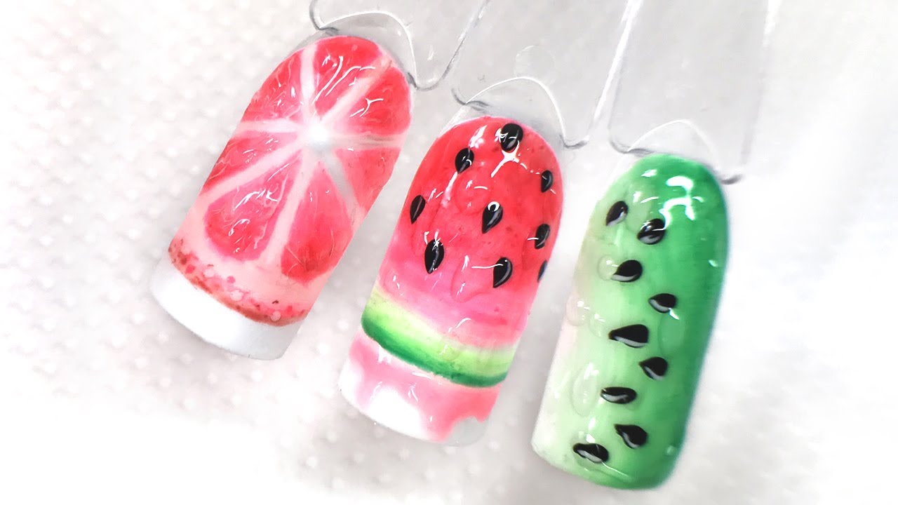 Owoce Malowane Na Paznokciach Krok Po Kroku | Arbuz, Grejpfrut, Kiwi | Żele Arte Brillante Tutorial