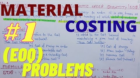 #1 Economic Order Quantity (EOQ) | Material Costing | Cost Accounting | For:-CMA/CA/CS/B.com & BBA