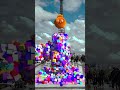 Cartoon bird hits massive cube