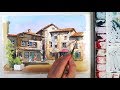 Line and Wash Watercolor :The old village of Perouges in France