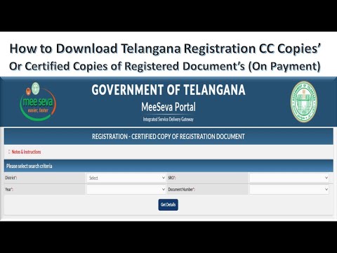 How to Download Telangan Registration CC Copies' Or Certified Copies of Registered Doct (On Payment)