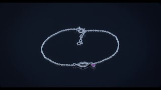 Lovers Kiss Lips Red Heart CZ Dangle Anklet Bracelet .925 Sterling Silver