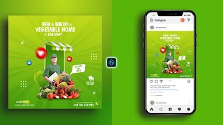 Vegetable and Grocery Sale Home Delivery Social Media Banner Poster Design in Photoshop Tutorial
