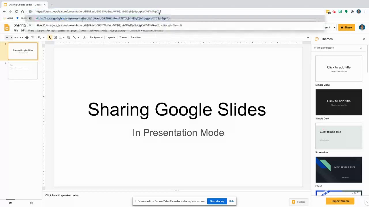 google slides presentation mode