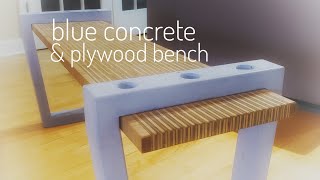How to make a Modern Plywood Bench w/ blue concrete legs (or a Coffee Table) || DIY