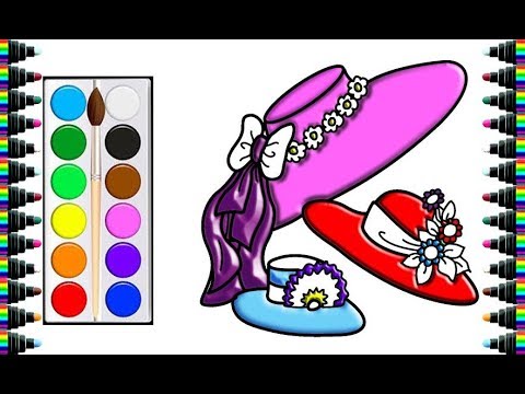 How to draw three beautiful hats for children - draw and color for kids