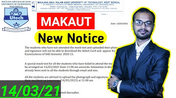 MAKAUT NEW NOTICE FOR SPECIAL MOCK TEST ON 14/03/2021(Compulsory)