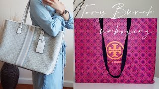 Tory Burch T Monogram Small Canvas Tote Bag Ivory