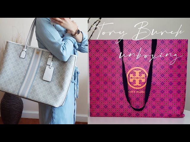 Tory Burch Bag Unboxing  T- Monogram Coated Canvas Tote Bag