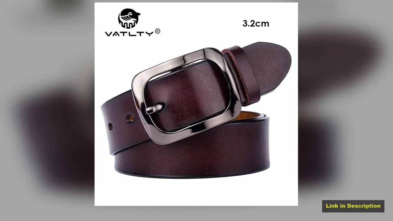 VATLTY 32cm Genuine Leather Belt for Women Natural Cowhide Metal Buckle Casual Jeans Trousers Belt