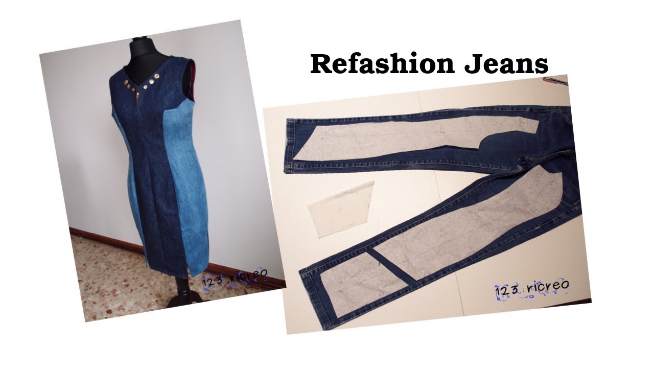 Abito tubino riciclo jeans - YouTube