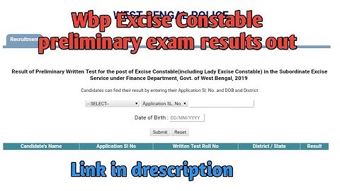 Wbp Excise Constable preliminary exam results 2020 | Excise Constable result out