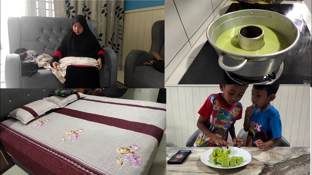 vlog surirumah buat kuih bingka utk minum ptg lipat pakaian