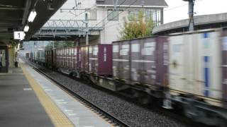 EF210牽引貨物列車 1052レ 島本駅通過