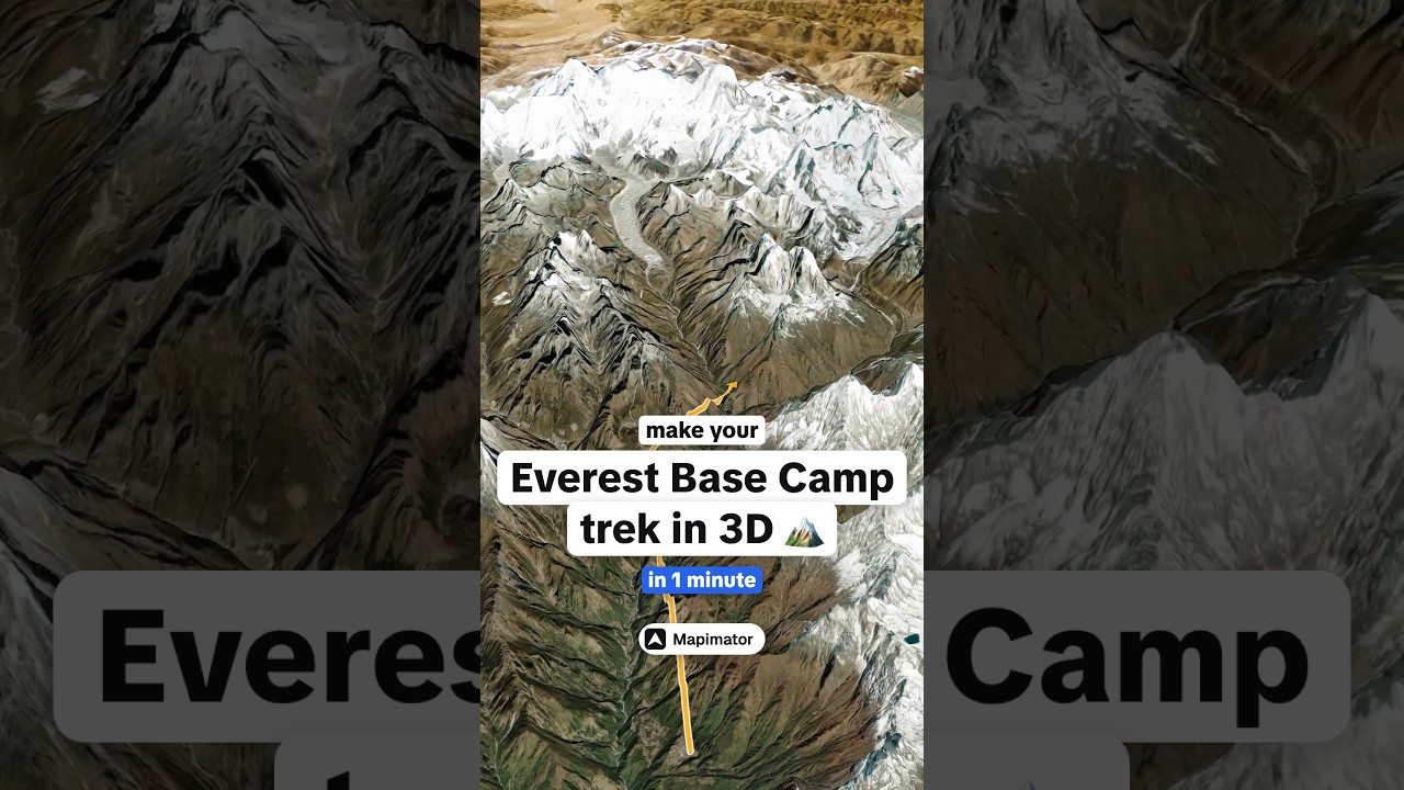 Your Everest Base Camp trek, in 3D 🏔️ #everest #mapanimation