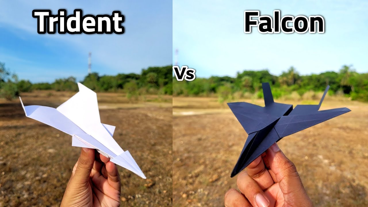 Trident vs Falcon Paper Airplanes Flying Comparison and Making Tutorial ...
