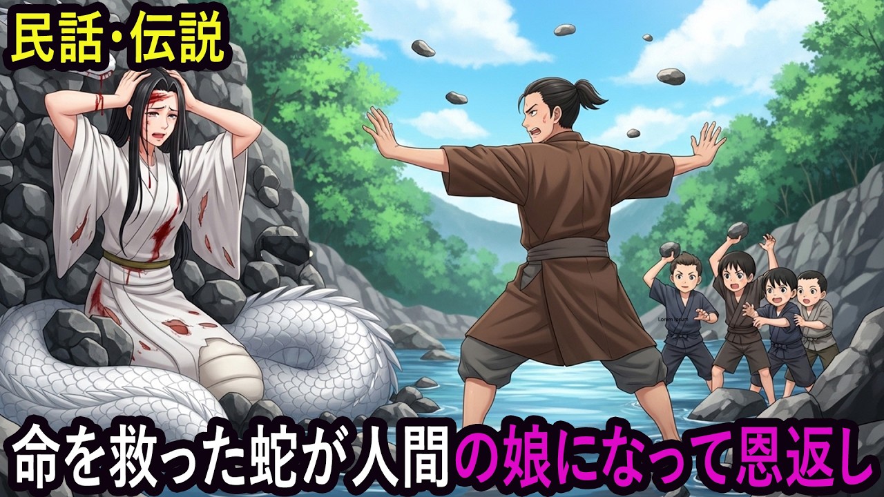 命を救った蛇が人間の娘になって恩返し  昔話  民話  伝説  説話