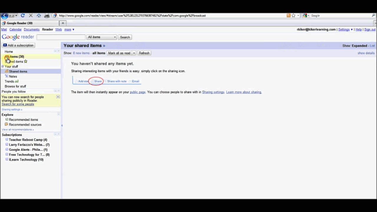 Sharing Content with Google Reader - YouTube