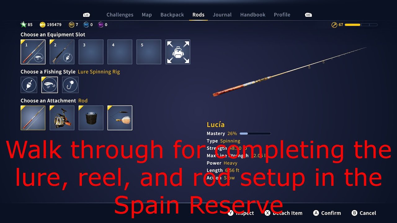 Walk through on getting the lure, reel, and fishing pole in the Spain