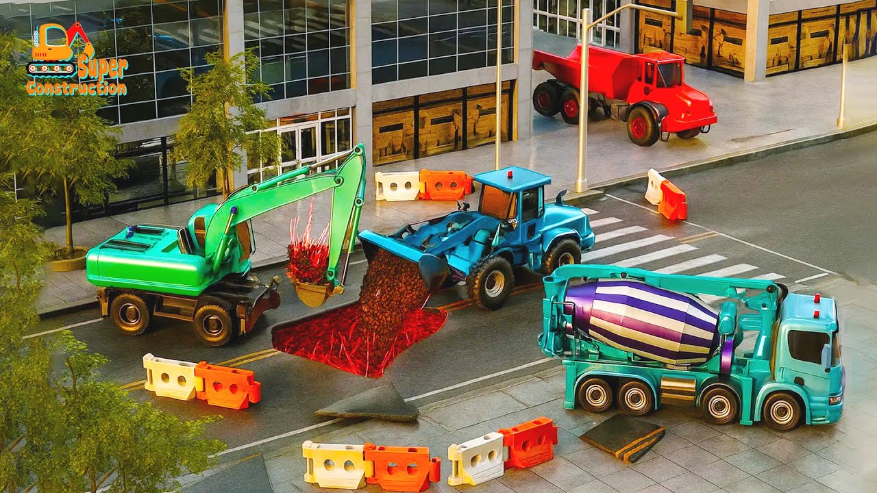 Epic Excavator Repairs Meteor Strike Destruction ☄️🏗️  CONSTRUCTION VEHICLES