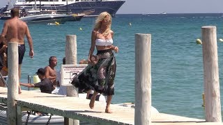 EXCLUSIVE - Victoria Silvstedt at Club 55 in Saint Tropez