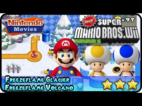 Newer Super Mario Bros. Wii - World 5 - Freezeflame Glacier U0026 Volcano (100%, Multiplayer)