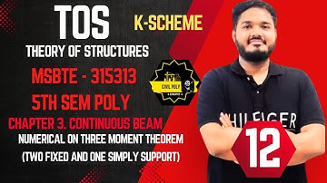 Ch-3 Continuous Beam | Numerical on TMT 12|MSBTE| Theory of structure | SEM5| TOS |K SCHEME|315313|