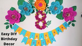 Easy Paper Flowers Birthday Decoration at Home - DIY 3D Floral Number | Birthday Banner