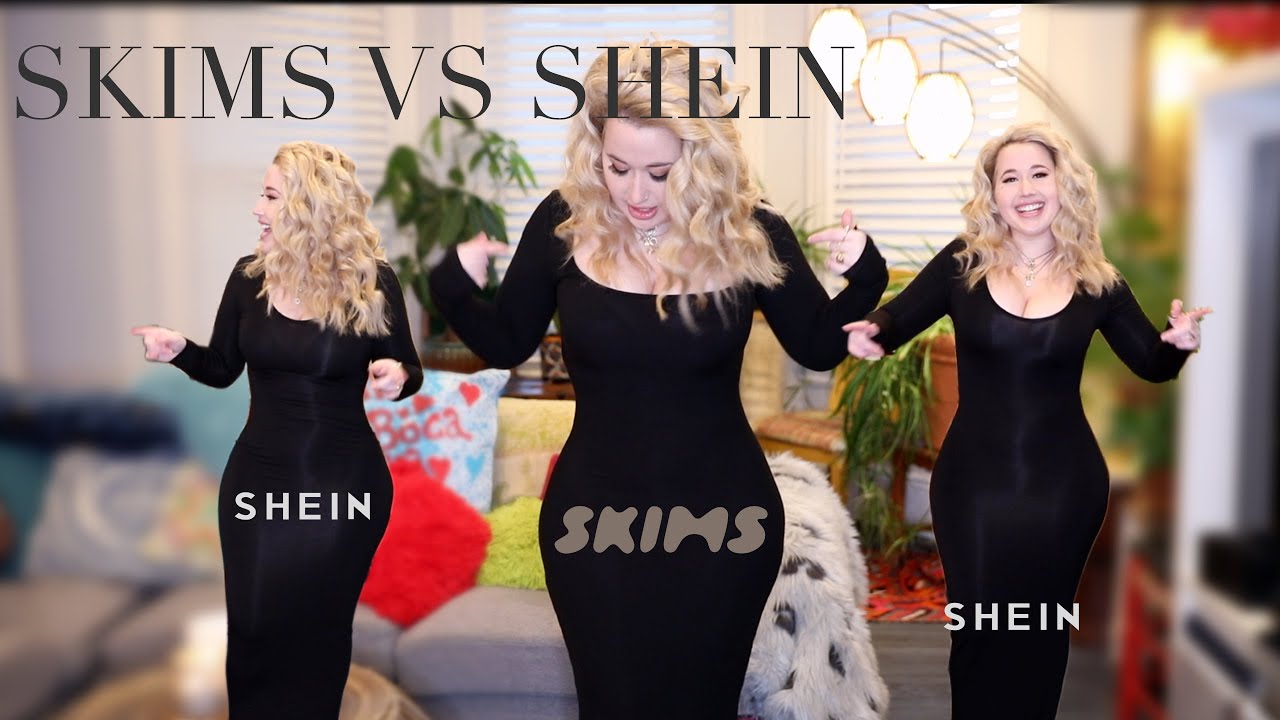 Skims vs. Shein DUPES Review | Skims soft lounge long sleeve dress dupes try on haul