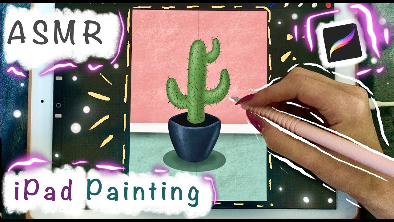 🤍 ASMR - inaudible whispering & iPad writing sounds while painting in ...