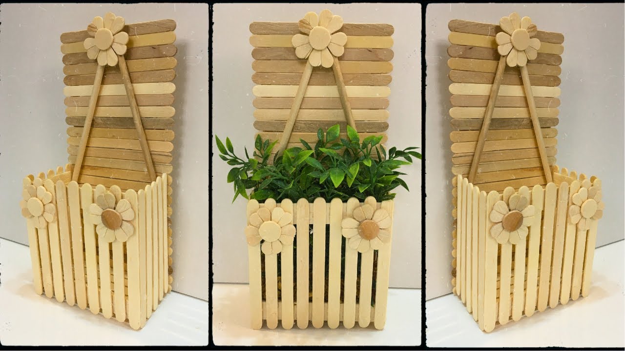 Crafting Magic: How to Make a Flower Vase with Popsicle Sticks | DIY Crafts