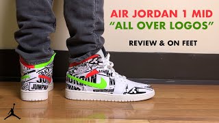 air jordan 1 mid over print logos