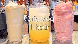 Sub)🎖️1시간 카페 브이로그 모음🎖️ / cafe vlog / 카페 브이로그 1시간 모음 / 1hour cafe vlog / 커피에반하다 / 음료제조 / ASMR