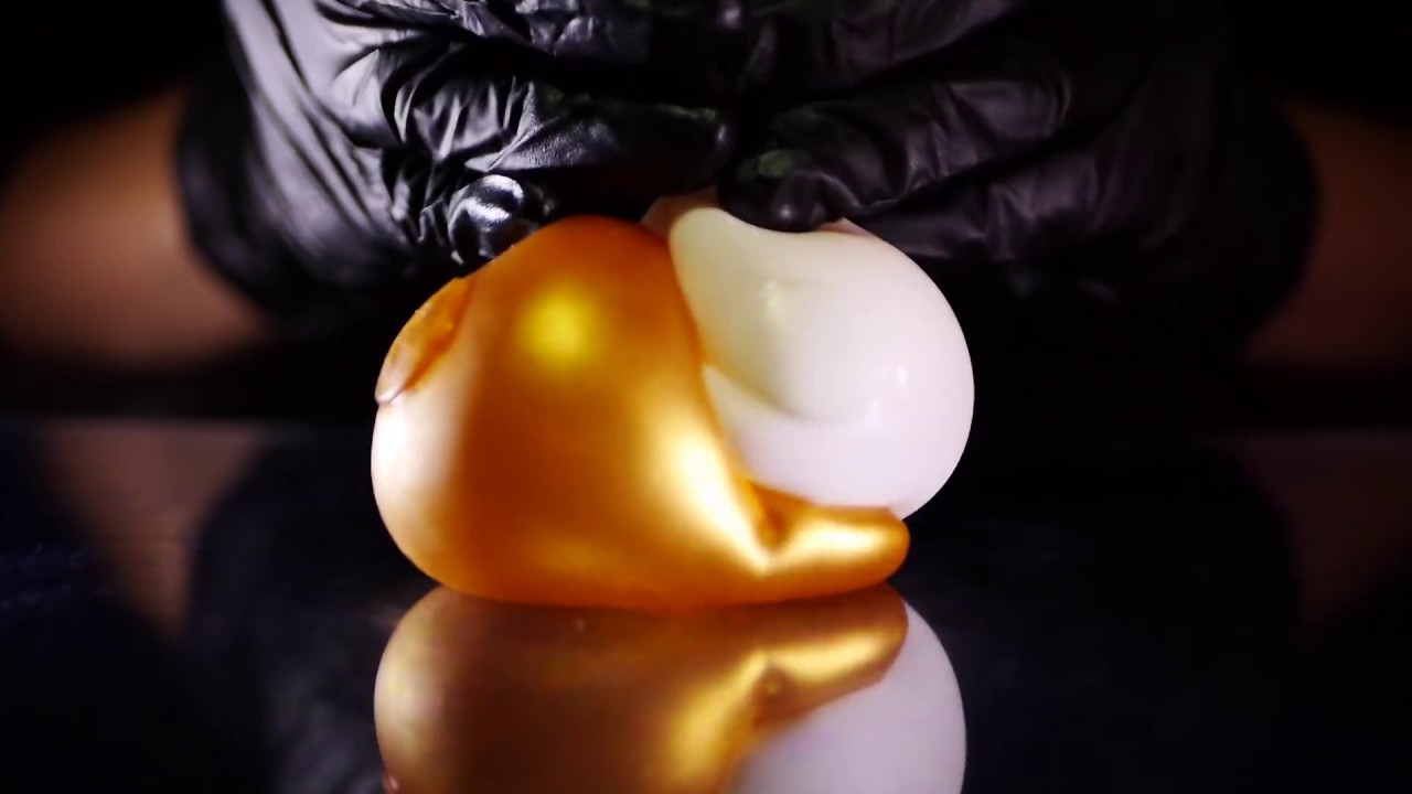 [音フェチ]卵スクイーズとゴム手袋 - Water Squeeze Toy with Latex Gloves[ASMR]